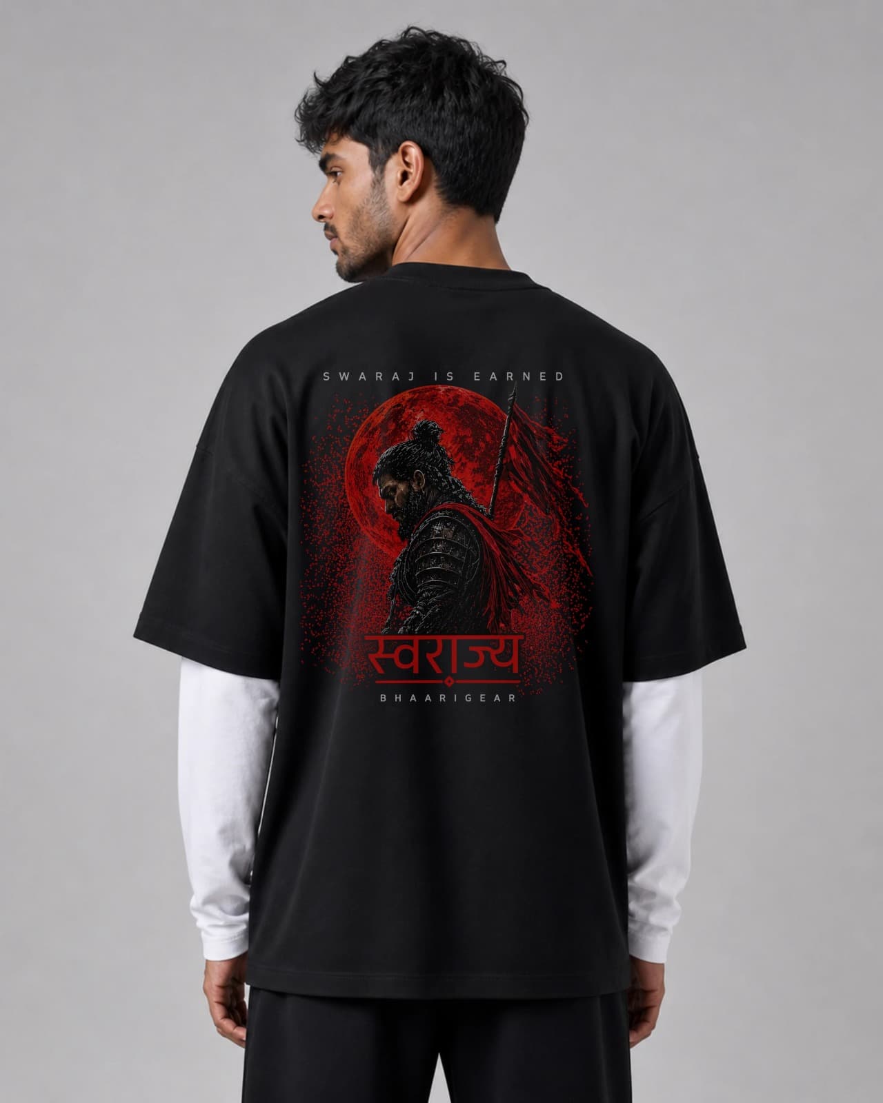 Swaraj is Earned Oversized Tee-Premium| BhaariGear