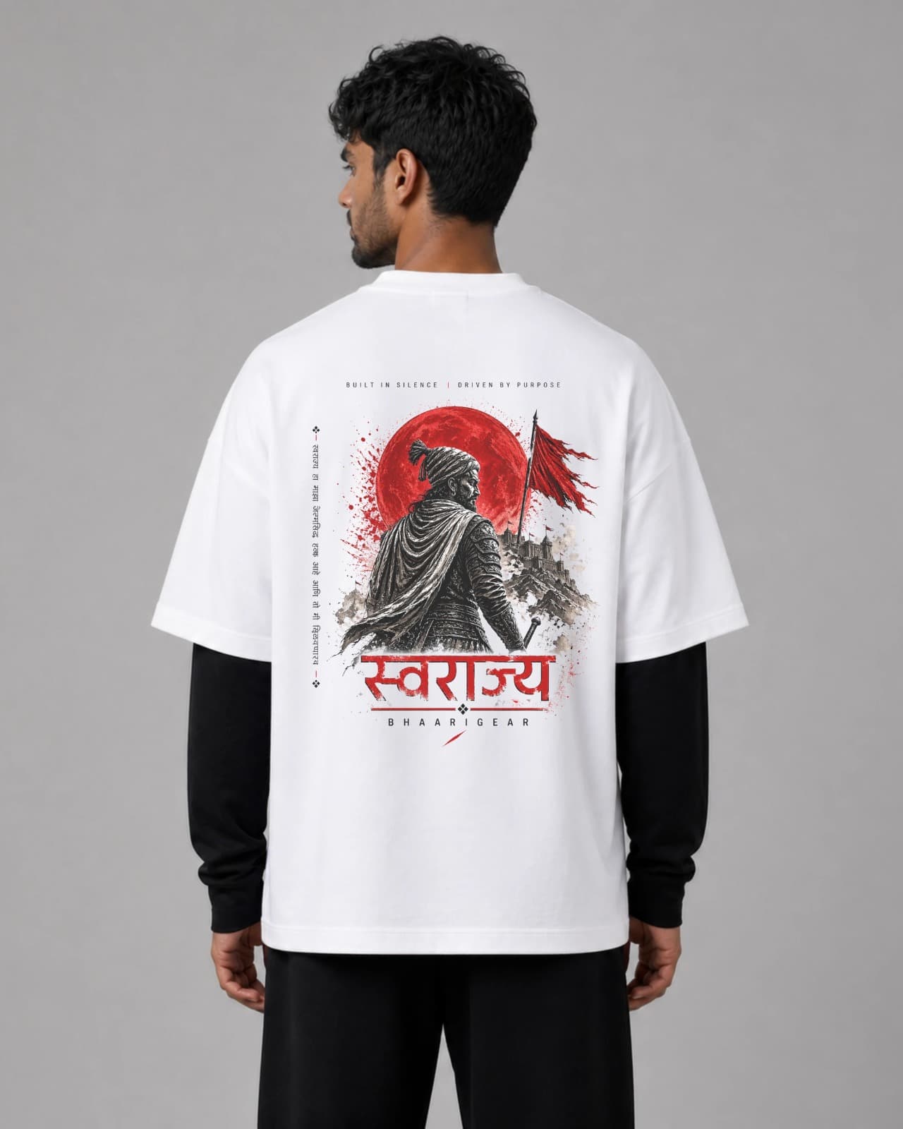 Swaraj Red Moon Oversized T-Shirt | BhaariGear