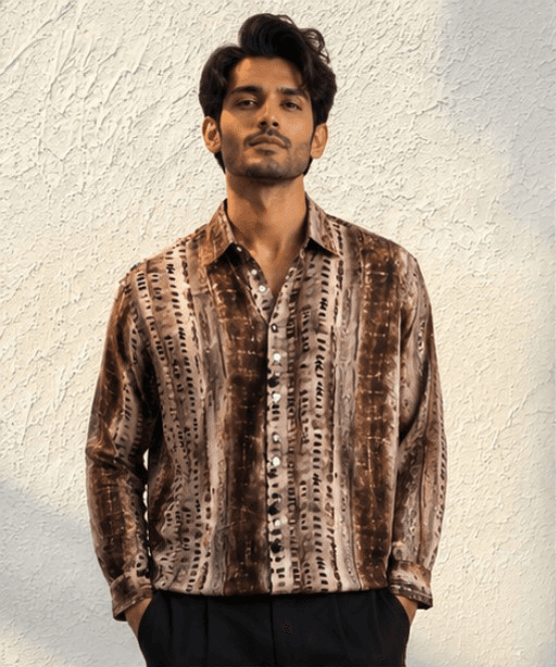Earth Tone Abstract Print Shirt